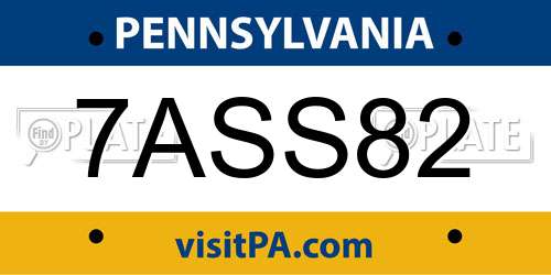 7ASS82 Pennsylvania License Plate