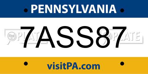 7ASS87 Pennsylvania License Plate