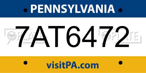 7AT6472 Pennsylvania License Plate
