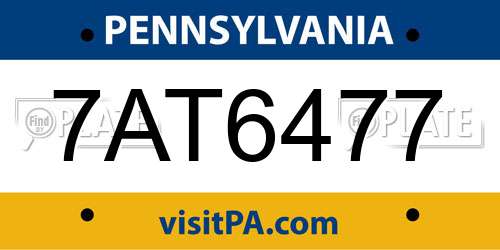 7AT6477 Pennsylvania License Plate