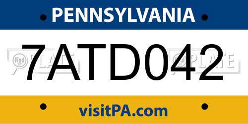 7ATD042 Pennsylvania License Plate