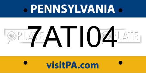 7ATI04 Pennsylvania License Plate