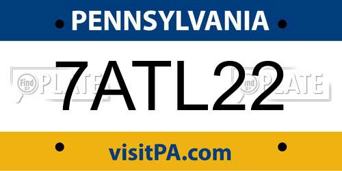 7ATL22 Pennsylvania License Plate