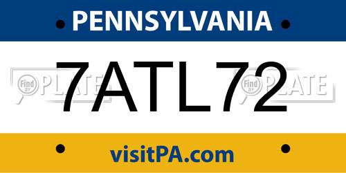 7ATL72 Pennsylvania License Plate