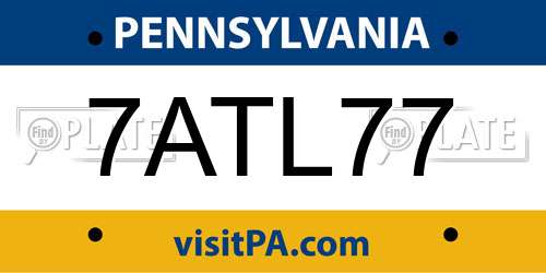 7ATL77 Pennsylvania License Plate