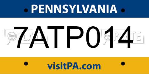 7ATP014 Pennsylvania License Plate