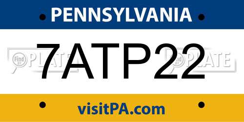 7ATP22 Pennsylvania License Plate