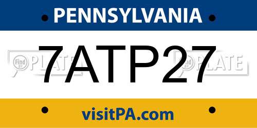 7ATP27 Pennsylvania License Plate