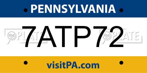 7ATP72 Pennsylvania License Plate