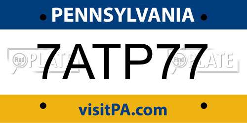 7ATP77 Pennsylvania License Plate