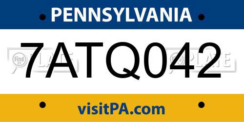 7ATQ042 Pennsylvania License Plate