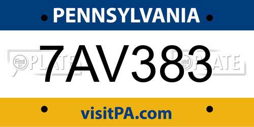 7AV383 Pennsylvania License Plate