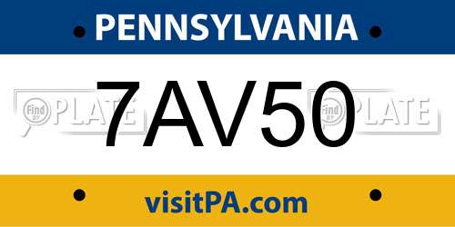 7AV50 Pennsylvania License Plate