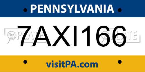 7AXI166 Pennsylvania License Plate