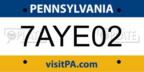 7AYE02 Pennsylvania License Plate