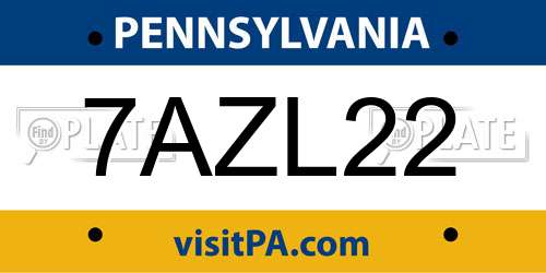 7AZL22 Pennsylvania License Plate