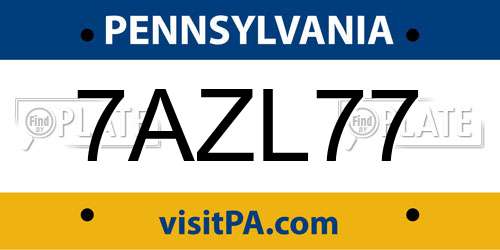 7AZL77 Pennsylvania License Plate
