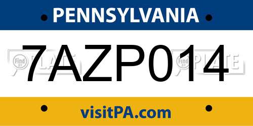 7AZP014 Pennsylvania License Plate