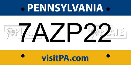7AZP22 Pennsylvania License Plate