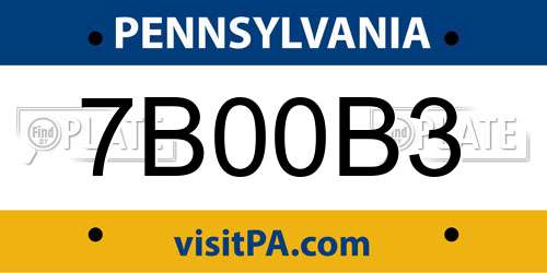 7B00B3 Pennsylvania License Plate