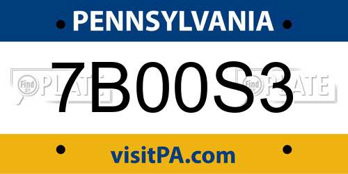 7B00S3 Pennsylvania License Plate