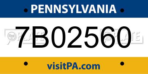 7B02560 Pennsylvania License Plate