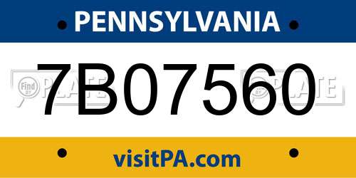 7B07560 Pennsylvania License Plate
