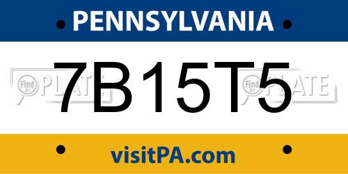 7B15T5 Pennsylvania License Plate