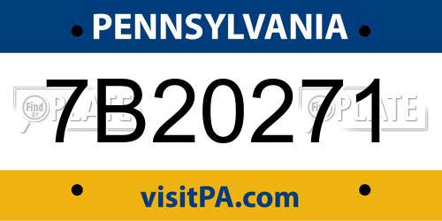 7B20271 Pennsylvania License Plate