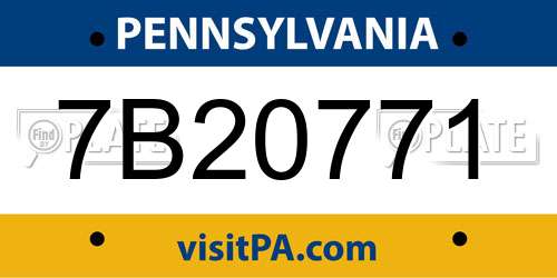 7B20771 Pennsylvania License Plate