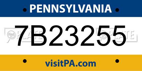 7B23255 Pennsylvania License Plate