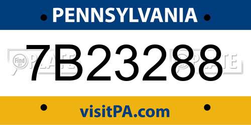 7B23288 Pennsylvania License Plate