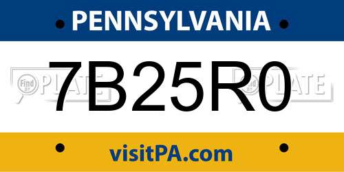 7B25R0 Pennsylvania License Plate