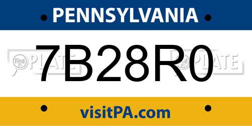 7B28R0 Pennsylvania License Plate