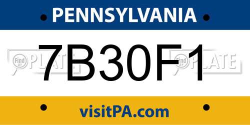 7B30F1 Pennsylvania License Plate