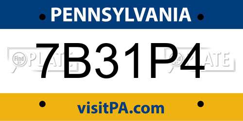7B31P4 Pennsylvania License Plate