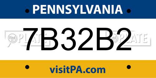 7B32B2 Pennsylvania License Plate