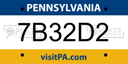 7B32D2 Pennsylvania License Plate