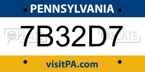 7B32D7 Pennsylvania License Plate