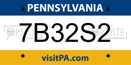 7B32S2 Pennsylvania License Plate