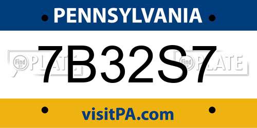 7B32S7 Pennsylvania License Plate