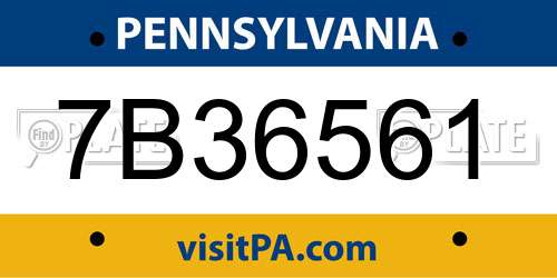 7B36561 Pennsylvania License Plate