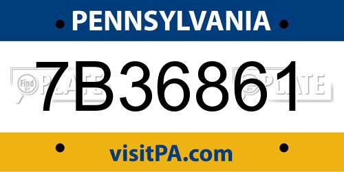 7B36861 Pennsylvania License Plate
