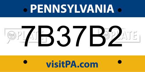 7B37B2 Pennsylvania License Plate