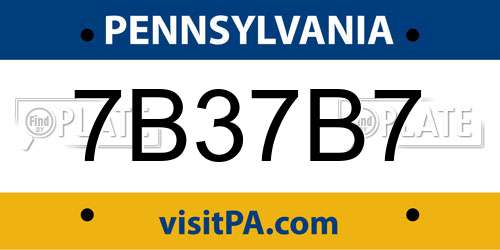 7B37B7 Pennsylvania License Plate