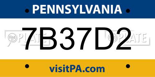 7B37D2 Pennsylvania License Plate