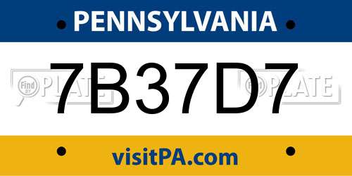 7B37D7 Pennsylvania License Plate