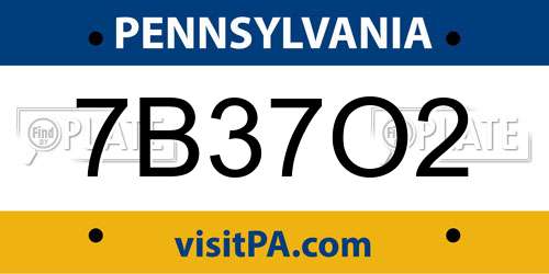 7B37O2 Pennsylvania License Plate