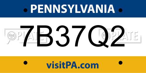 7B37Q2 Pennsylvania License Plate