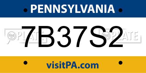 7B37S2 Pennsylvania License Plate